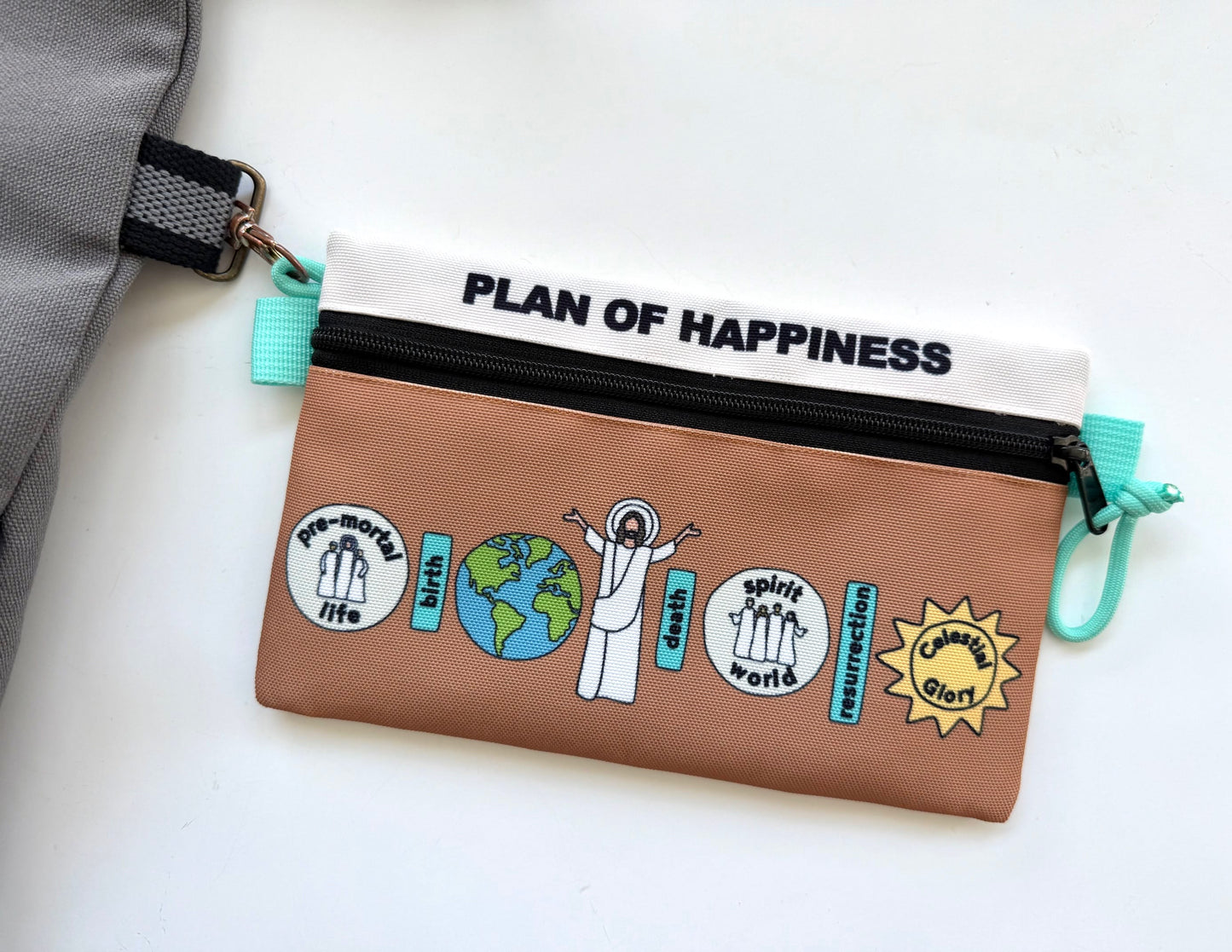 All In Pouch attached to a bag