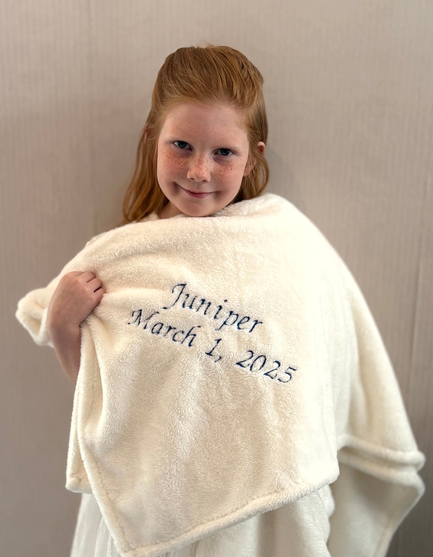Personalized Children's LDS Baptism Blanket - Name and Baptism Date