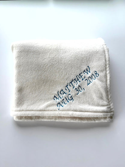 Personalized Children's LDS Baptism Blanket - Name and Baptism Date