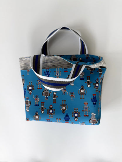 Children's Scripture Bag with big pocket and robots print