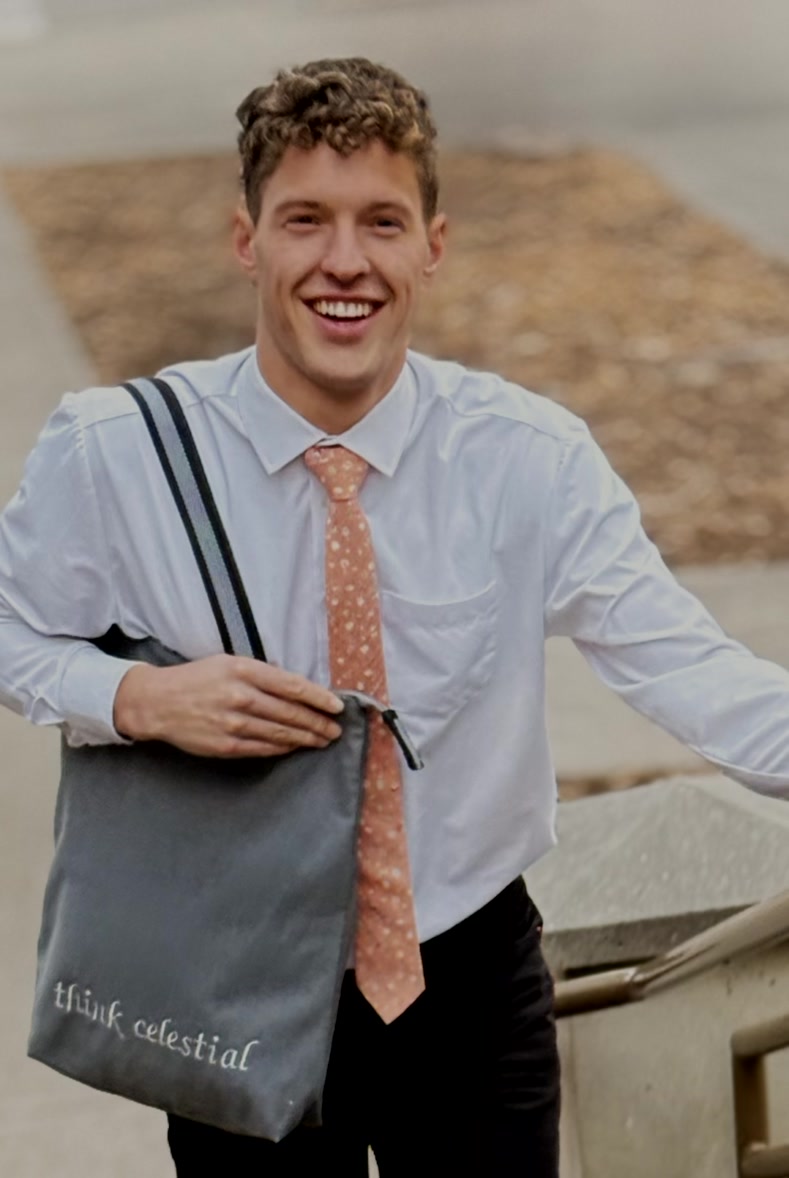 Young man with Classic Custom LDS Temple Bag