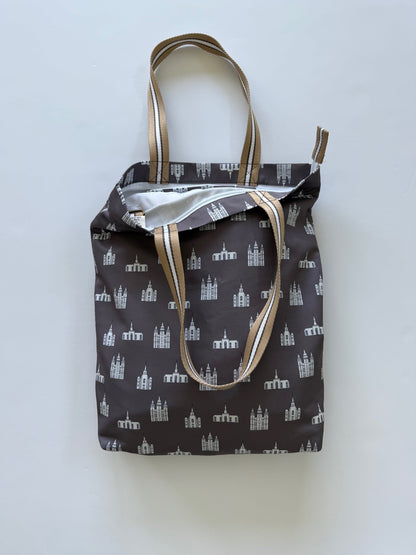 Temple Bag Church Tote with temples print