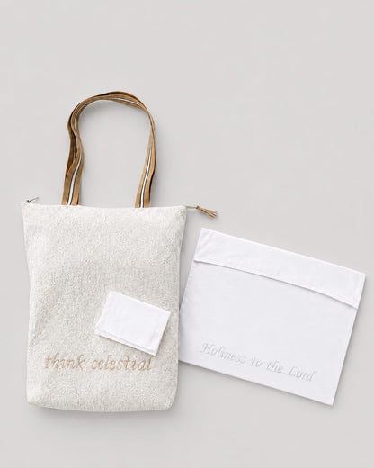 Temple Ready Set including shoulder bag, envelope, and pouch