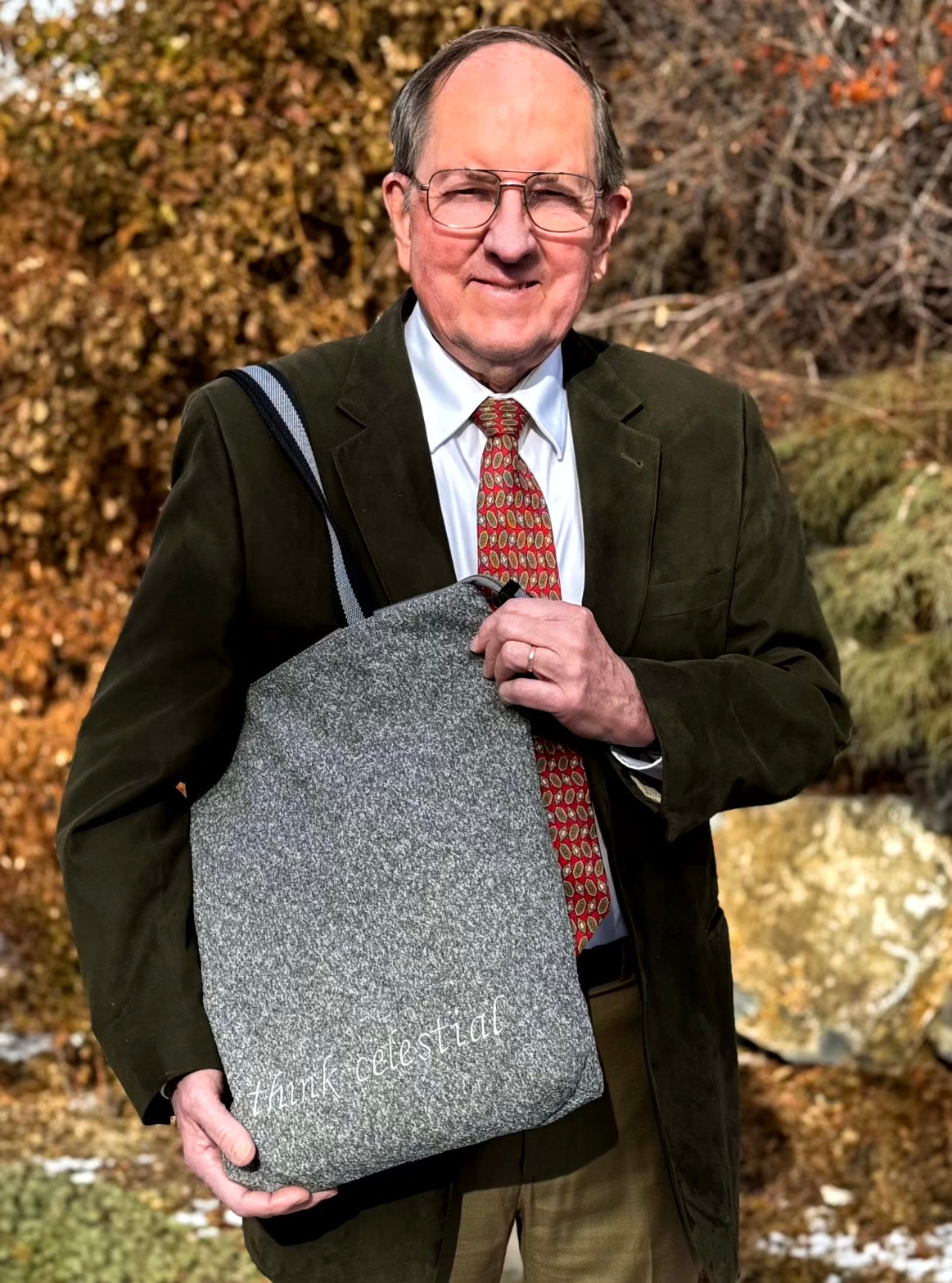 Classic LDS Temple Bag - "think celestial" Embroidery and Gospel-Themed Lining