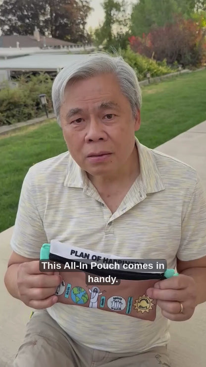 Man talking about features of the All-In Pouch